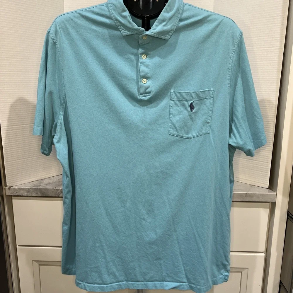 Ralph Lauren Polo Adult XL Short Sleeve Shirt Classic Fit Blue Mens‎